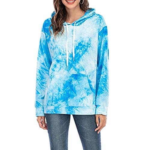 Hoodie Damen Lustig Tie Dye Pullover Sweatshirt Langarm Kapuzenpullover Tops Mit Taschen Mehrfarbig Kordelzug Slim Fit Shirt Bluse