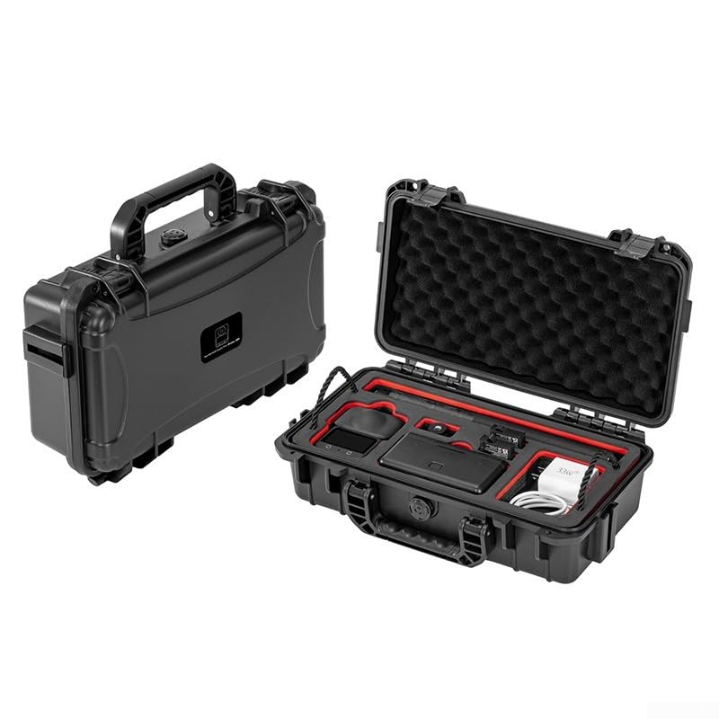 Zoegneer Custodia rigida per fotocamera 360, a doppio strato, con scomparti personalizzati per batterie per obiettivo, treppiede, antiurto, in polipropilene, colore nero