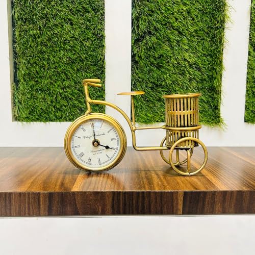 Image of Metal Decorative Multipurpose Cycle with Clock Antique Metal Decorative Modern Home Decorations for Home Office