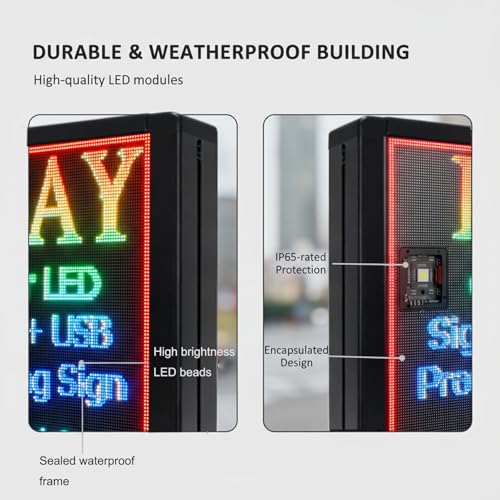 Image of P5 Programmable LED Sign 65 inchx33.5 inch Board High Brightness Scrolling Message Display with WiFi & USB Control for Business Promotion
