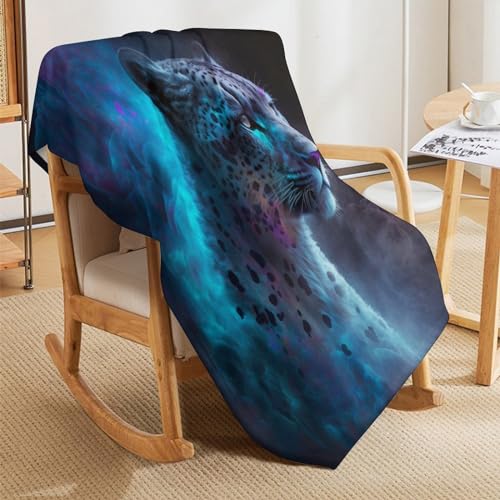 Couverture léopard douce anti-froid - Plaid grand format lavable pour canapé