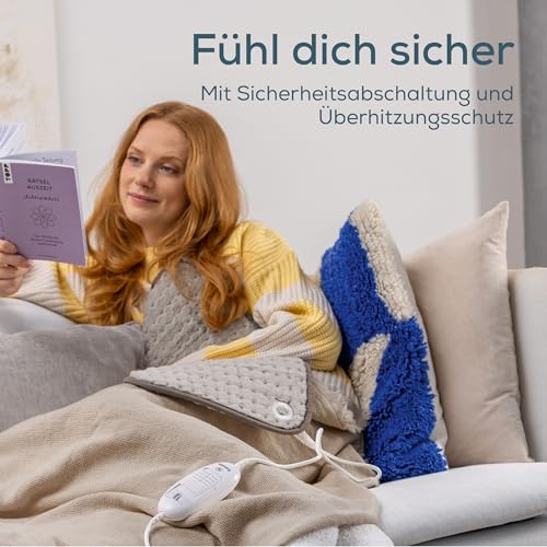 Beurer Heizkissen HK 123 XXL Nordic, kuscheliges Wärmekissen mit 3 Temperaturstufen und Abschaltautomatik, maschinenwaschbar, made in Europe, XXL-Format 60 x 30 cm, Felloptik