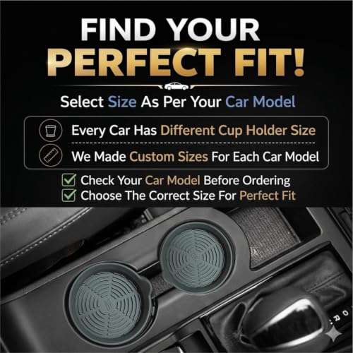 Image of Silicone Car Cup Coaster Set of 4 | Compatible with Mercedes E200d | Anti-Slip Cup Holder Inserts | Black