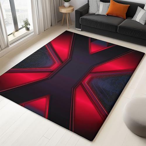 Tapis Formes Géométriques Modernes 60 cm x 90 cm Tapis à Poils Courts Doux et Hypoallergénique Antidérapant, pour Salon Chambre Décoration d'Intérieur,...