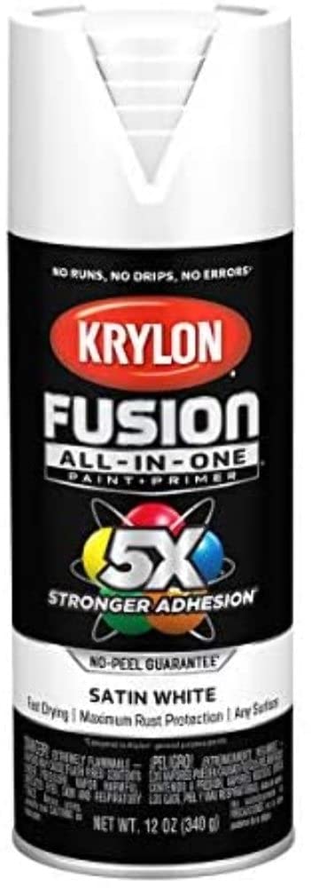 Krylon Fusion All-In-One Satin White Paint + Primer Spray Paint 12 oz. - Case of: 6