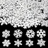 Honbay 100PCS Christmas Snowflakes Wood Slices Snowflake Wooden Embellishments Ornaments for Winter Xmas Tree Craft Decorations