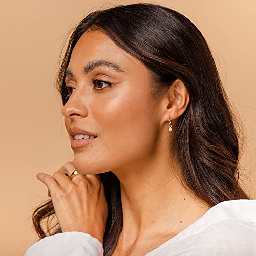 Pavoi 14K Yellow Gold Plated 925 Sterling Silver Post Hammered Huggie Earrings With Dangle | Womens Small Huggie Hoop Earrings | Hammered Hoop Earrings With Dangle #TOP1