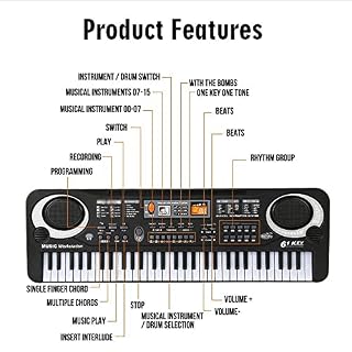 JIREOU 61 clés numériques Clavier électronique Electronic Piano Cadeau Kids Instrument de Musique Clavier Musical Professionnel - Les Beatles, Paul McCartney, John Lennon, RIngo Starr, George Harrison JIREOU 61 clés numériques Clavier électronique Electronic Piano Cadeau Kids Instrument de Musique Clavier Musical Professionnel – Image 3
