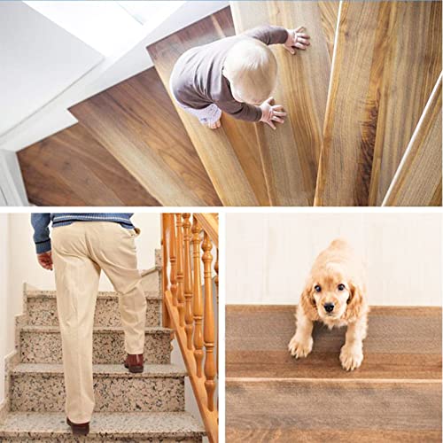 DEKEones Antirutsch Treppe, 15 Stück 60CM x 10CM Selbstklebende Transparente Stufenmatten, Wasserdicht Antirutsch Treppenstufen für Kinder Ältere und Hunde