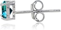 Vista 2 de Aretes de plata de ley con topacio azul Londres de corte trillón, Gema, Topacio