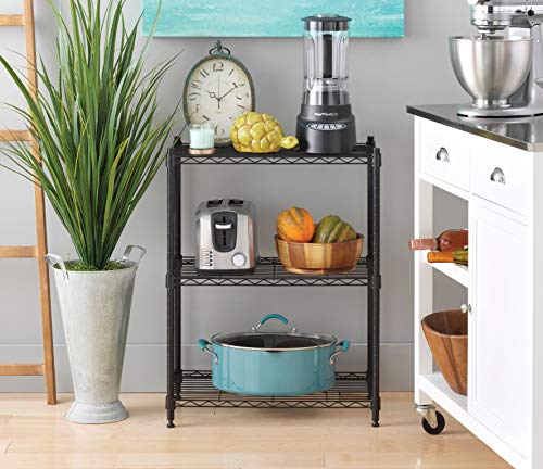 Whitmor Adjustable 3 Tier Shelving With Leveling Feet - Black #TOP5
