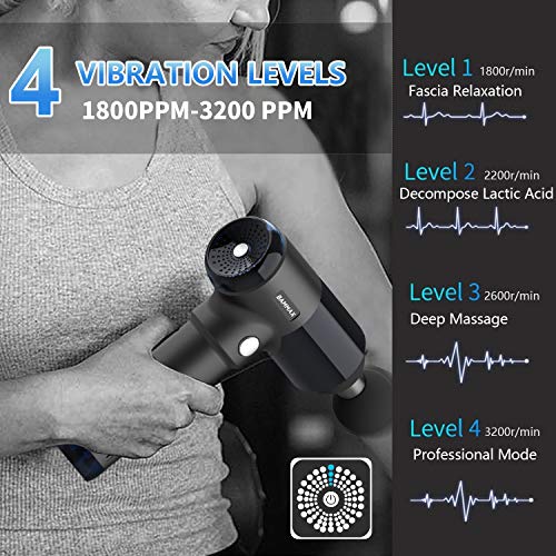 Massage Gun Deep Tissue Percussion Muscle Massager Handheld Body Massagers Power Massager Sports Drill Portable Electric Fascia Gun for Pain Relief Soreness Stiffness with 6 Heads,Massage Gun Quiet - Thumbnail 5