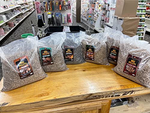 Lumber Jack BBQ 6 x 7 Pound Bag Variety BBQ Pellet Pack - 100 Percent (Hickory, & Oak), Maple-Hickory-Cherry, Oak-Hickory-Cherry, Mesquite Blend and Charblend Hickory