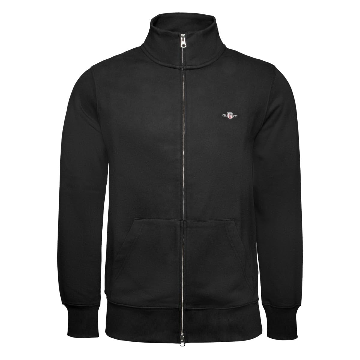 GANT Men's REG Shield Full Zip Sweatshirt, Black, Standard, black, S