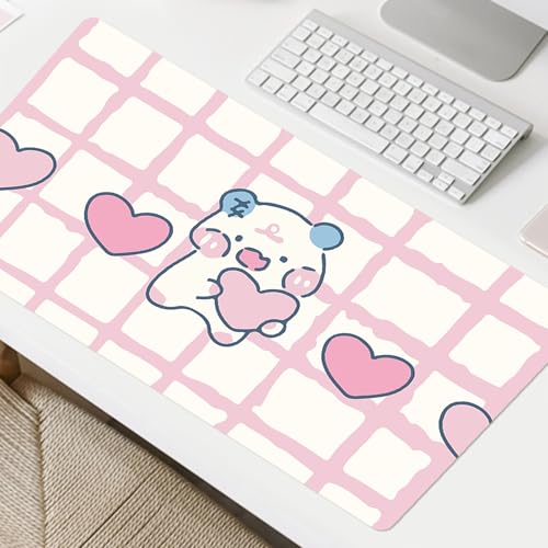 Desk Pad de cuero PU XL 31.5x15.7 pulg blanco y rosa miniatura 5