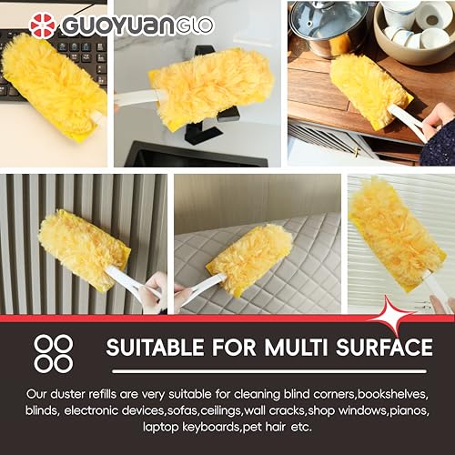 Image of Disposable Dusters Refills 360 Degree Heavy Duty Dusters Refills Unscented Disposable Dusters for Cleaning-20 Counts with Short Handle,Yellow