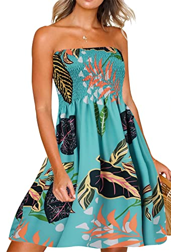 Image of Zyyfly Womens Summer Beach Dresses Strapless Cover Ups Dress Tube Top Sundresses