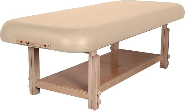 EarthLite Terra Treatment Table Strong, Comfortable & Adjustable Wooden Stationary Exam Table with Face Cradle & Face Pillow (30x73)