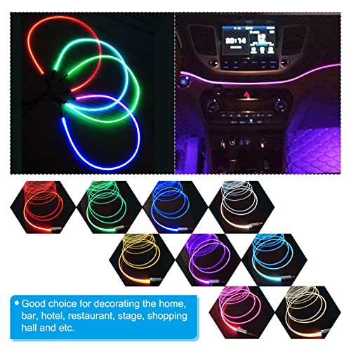 Image of PATIKIL 3mm 3.0m PMMA Side Glow Fiber Optic Cable Kit, with LED Aluminum Illuminator 12V 1.5W Guide Light Source Decoration for Home DIY Lighting, Red