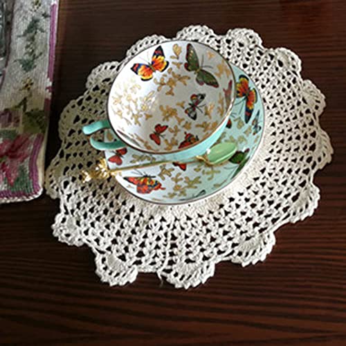 FENGCHUANG 8 Stück Spitze Runde Gestickte Tischläufer, Spitze Tischläufer, Runde Häkeln Tischläufer, Kleine Häkeln Tischläufer, 8 Styles, Geeignet für Küche, Esszimmer, Dreamcatcher Dekoration (Weiß)