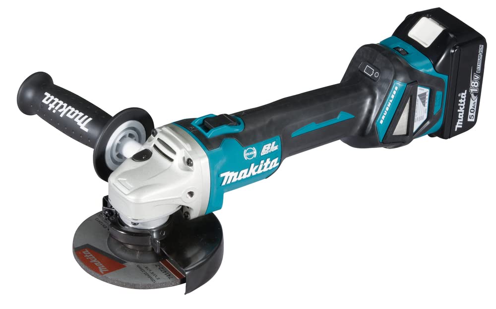 Makita DGA513RT3J akumulatorowa szlifierka kątowa 18 V z szybką ładowarką DC18RC, 3 x akumulatory 5,0 Ah w MAKPAC rozm. 3
