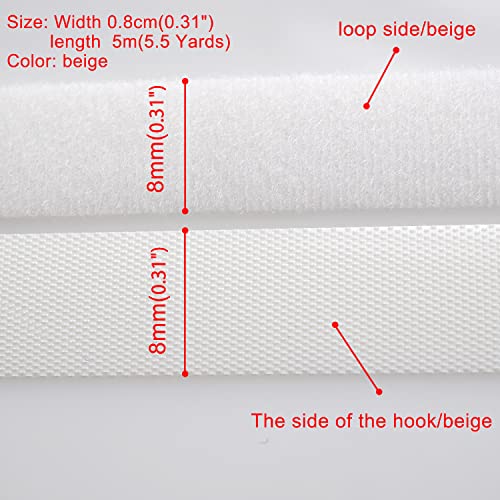 Image of Extremely Thin and Soft Strong Mini Clothes Hook and Loop Fasteners Sewing Type Back Without Adhesive Tiny Clothing Accessories DIY Handmade Materials (Beige, 0.31 inch /8mm)