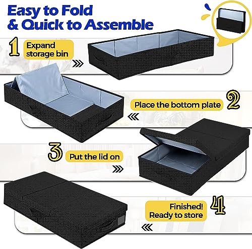 mepure 2 Pack 48L Underbed Storage, 79x40x15cm, Fabric Under Bed Storage Boxes with Lids - Image 2
