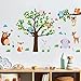 PHANPINT Cartoon Tiere Wandsticker 89.9 x 60 cm (BxH), Wandtattoo für Kinderzimmer Schlafzimmer Wohnzimmer-Baum, Eulen, Kaninchen und Vögel Wandaufkleber Dekoration Selbstklebend für Mädchen & Jungen