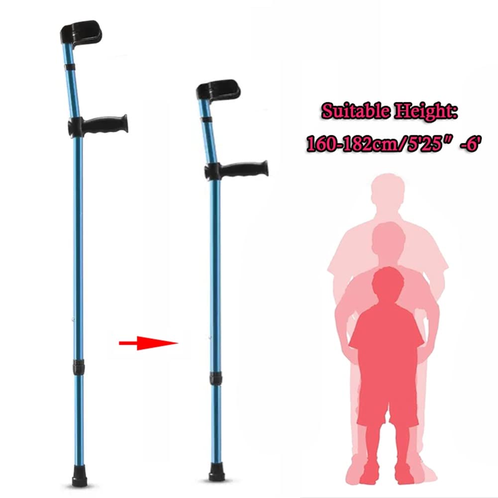 Stampelle per Avambraccio per Adulto, Stampelle Pieghevoli, Stampelle da Passeggio Ortopedico Regolabili (Color : Bleu, Size : 1 Count)