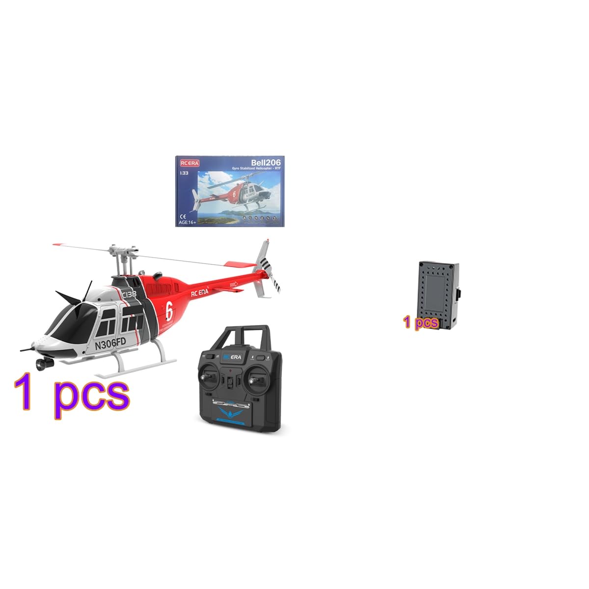 Elicottero RC C138 1/33 206, 2.4G 6CH RC Elicottero per esterni, hobby RC aereo con tenuta in altitudine, aeromobile radiocomandato, giocattolo per adulti RTF