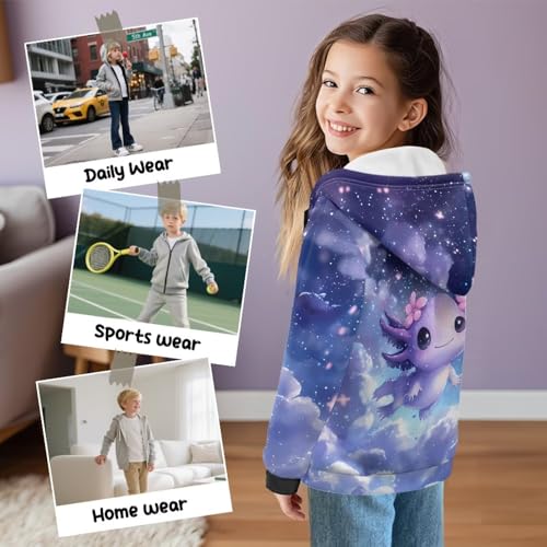 Girls Fleece Zip Up Hoodies with Pockets Cozy Warm Winter Jacket Outerwear for School Casual Daily Wear 6-16Y3