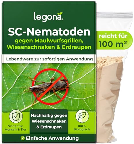 Legona SC-Nematoden gegen Maulwurfsgrillen und Wiesenschnaken 50 Mio. für 100 m oder 250 L Blumenerde Steinernema carpocapsae