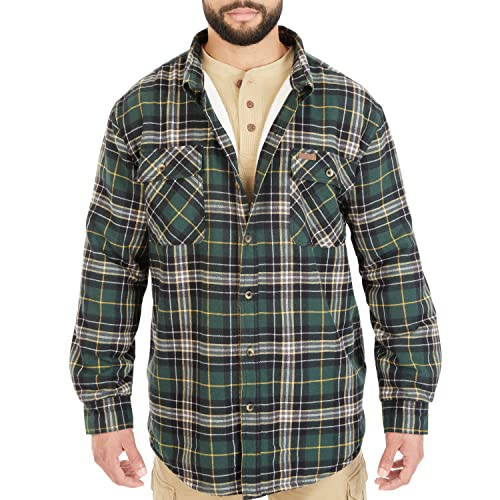 Image of Smith's Workwear Men's Sherpa-lined Cotton Flannel Shirt Jacket