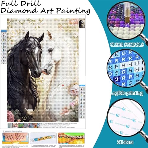 Peinture diamant 80x100cm cheval - Kit complet full drill mosaïque - 2