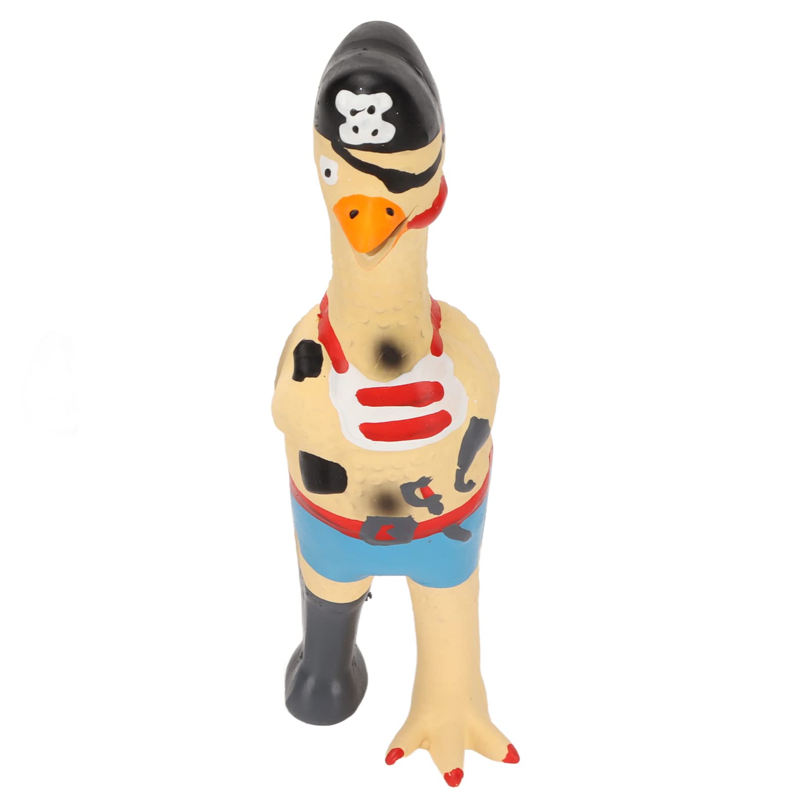 Akozon Squeaky Chicken Dog Safe Bite Resistant Elastic Teeth Grinding Hand Painted Funny Interactive Squeaky Dog Pirate Chicken Squeaky Chicken Dog (Pirate Chicken)
