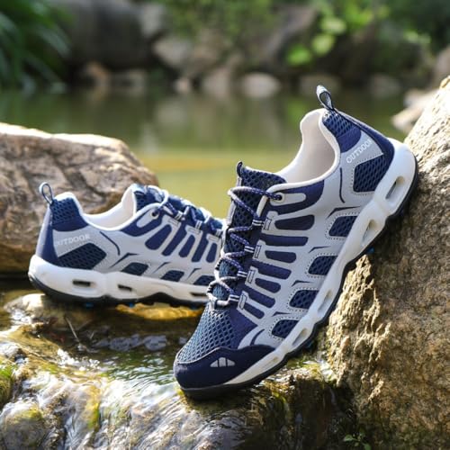 Men's Hiking Water Shoes Lightweight Breathable Mesh Outdoor Trail Shoes for River Walking, Trekking, Wading, Fishing, Quick Dry Non-Slip Low-Top Sneakers for Summer Travel2