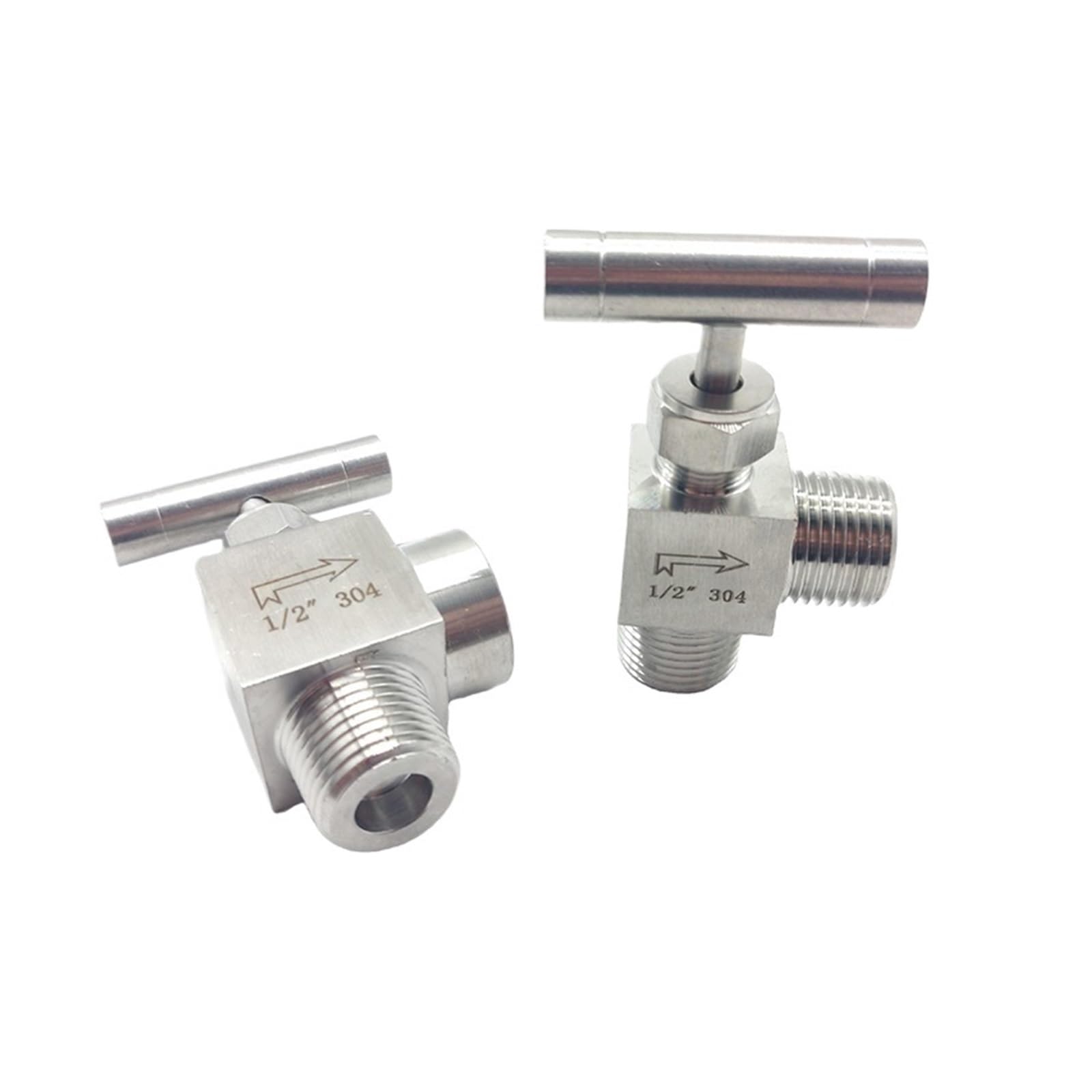 Válvula de Cierre Válvula de Aguja de Acero Inoxidable 304 con Rosca Macho a Hembra de 1/8", 1/4", 3/8" y 1/2" de ángulo Recto(1/8",G_Male Female Thread)