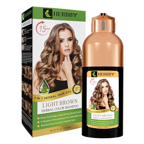 HERBBY Hair Color Shampoo for Gray Hair Coverage&Color Transform with 9 Herbal Extracts –Long...