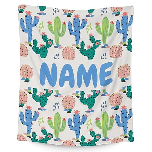 Custom Cactus Throw Blanket - Soft, Fuzzy & Warm - 30x40 Inches Small Blankets for Lap, Crib - White Aesthetic Throws Gift for Baby