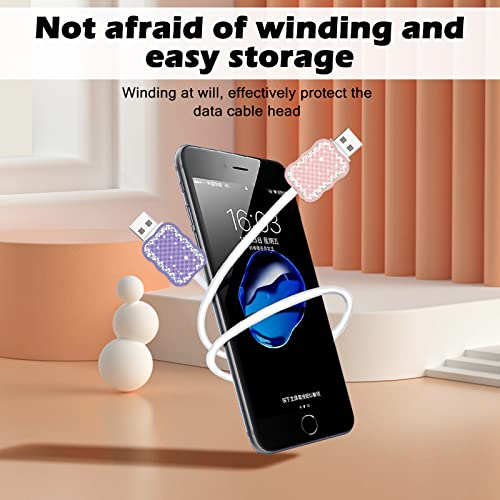 Image of Cute Flower Phone Charger Cable Protector for Samsung Android USB Charger Wave Shape,Colorful Checkered Pattern 4 PCS USB Cable Protectors,Phone Cord Protector for Women Girls,USB Charger Saver