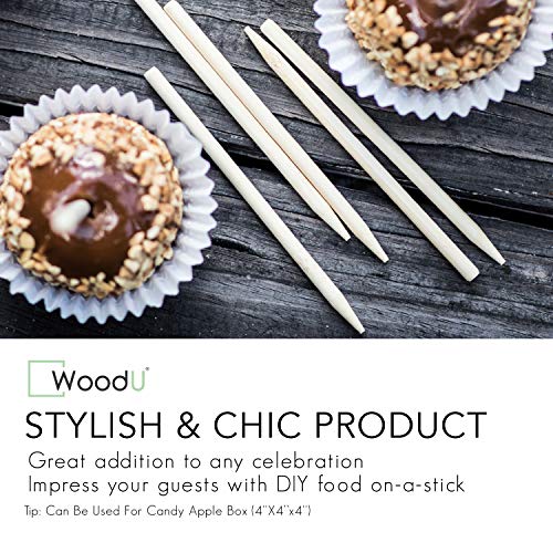 Wooden Candy Apple Sticks 5.5" X 1/4 Diameter - (100 Pcs) Natural Bamboo Skewers For Bbq, Caramel Apple Sticks - Bamboo Skewer For Lollipop, Corn Cob, Appetizer, Fruit, Cocktail, Kabob, Chocolate #TOP3
