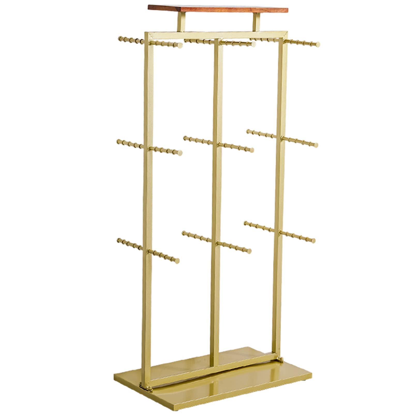 HPTHLY Metal Garment Rack Boutique Hanger Retail Display Fixture, Mall Exhibition Sock Storage Stand Underwear Hanging Rack With Top Shelf, Home/Commercial Double Sided Han(Gold)