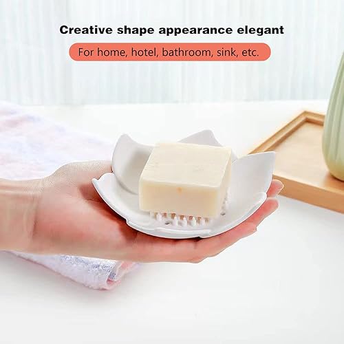 Miniatura 5 de Cawein Jabonera de 2 piezas con drenaje, jabonera para cocina, jabonera, ducha, soporte para jabón de pétalos (blanco y gris)