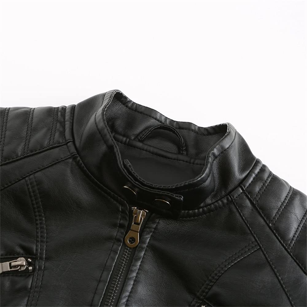 YFFUSHI Femme Veste en Simili Cuir Décontracté Style Motard PU Biker Blouson Cuir en Col Montant