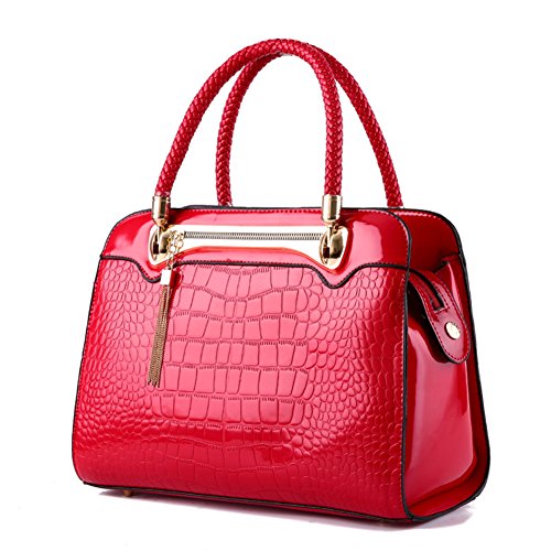 Sac pour femme à main une épaule avec pompon et style crocodile