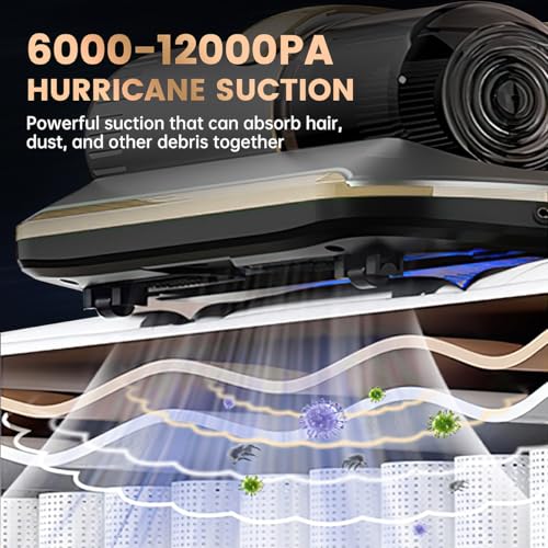Image of PATO Mattress Vacuum Cleaner, Wireless Handheld Bed Vacuum Cleaner with UV-C Light, HEPA Filter and Ultrasonic Vibration, 12KPa, Suitable for Beds, Sofas, Car Seats, Carpets (Golden)