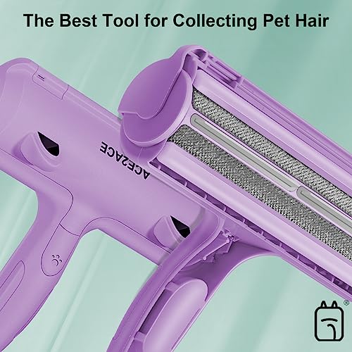 Image of ACE2ACE Pet Hair Remover Roller, Reusable Animal Hair Removal Brush for Dogs and Cats, Self Clean Pet Roller for Carpet, Furniture, Rugs, Laundry, Clothes and Bedding, Sofa, Purple