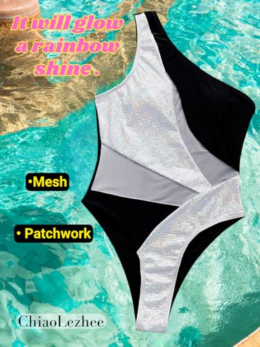 Sexy Metallic Bathing Suit, One Shoulder High Leg, Size Runs Small4