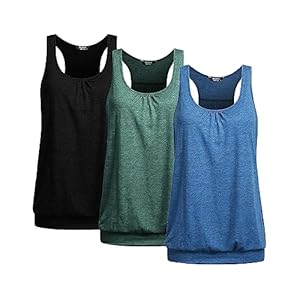 Beyove Racerback Tank Tops for Women Yoga Athletic Workout Tops Sleeveless Loose Fit Muscle Shirts Activewear 3 Pack