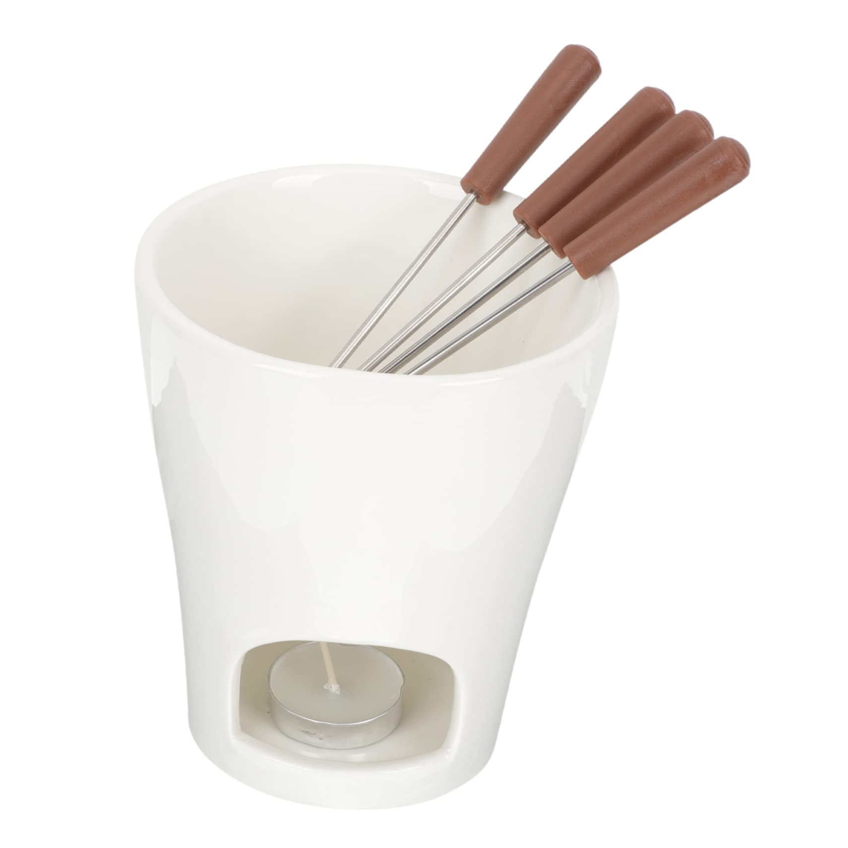 COLLBATH Ceramic Chocolate Melting Furnace Pot Fondue Set for Cheese Butter Wax